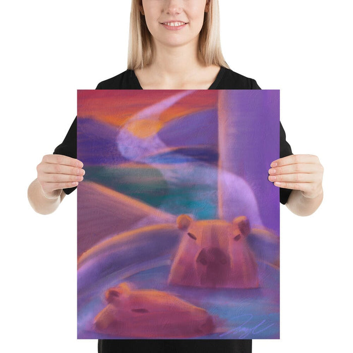 "Capybaras in a Bath" Painting [Unfoiled]