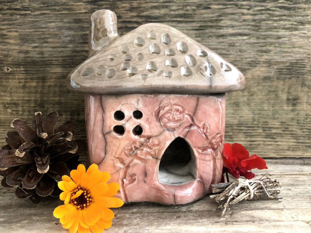Autumn cottage raku kurinuki spirit & incense house A...