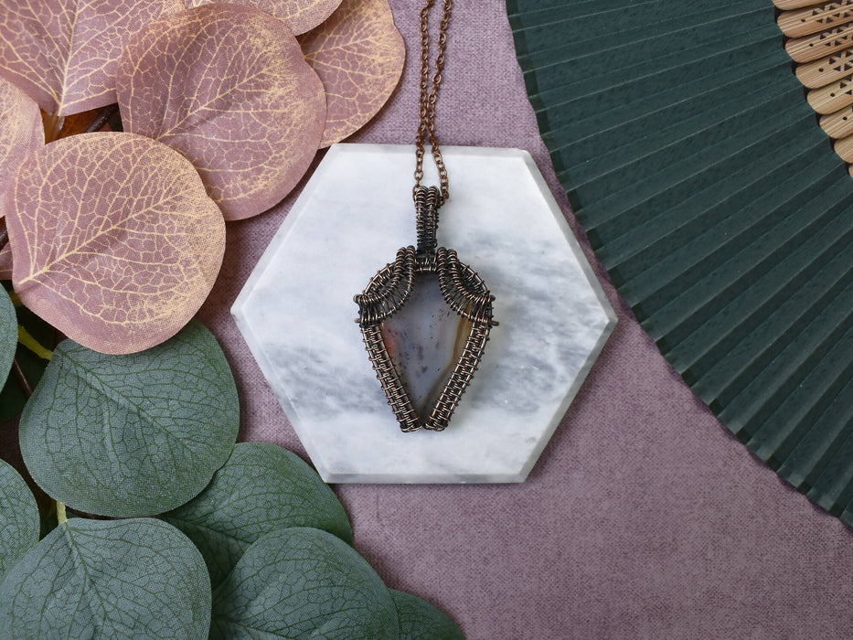 Wire Wrapped Copper Pendant With Montana Agate