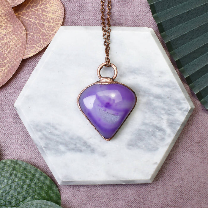 Purple Onyx Druzy Copper Pendant