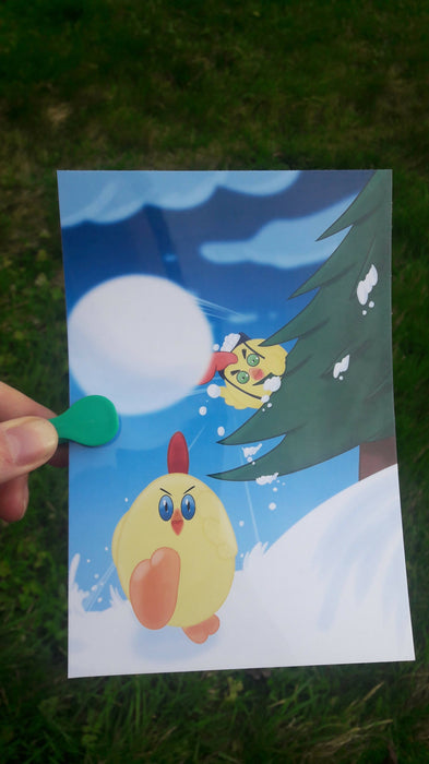 A5 Print - Chippo and Zuzu in a snowball fight