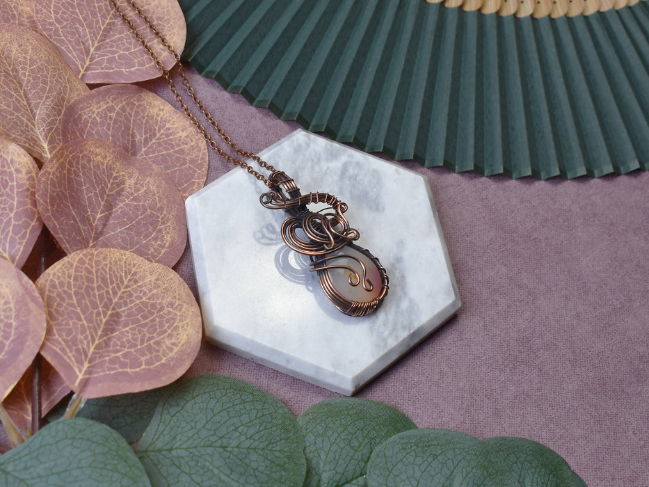 Wire Wrapped Copper Pendant With Agate
