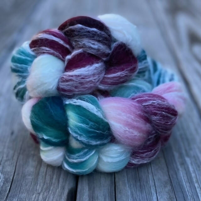 "Winterberry" hand dyed merino/bamboo fiber