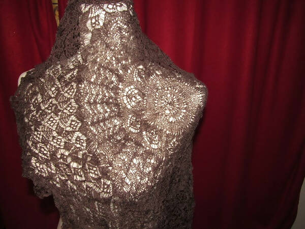 Brown lace silk shawl