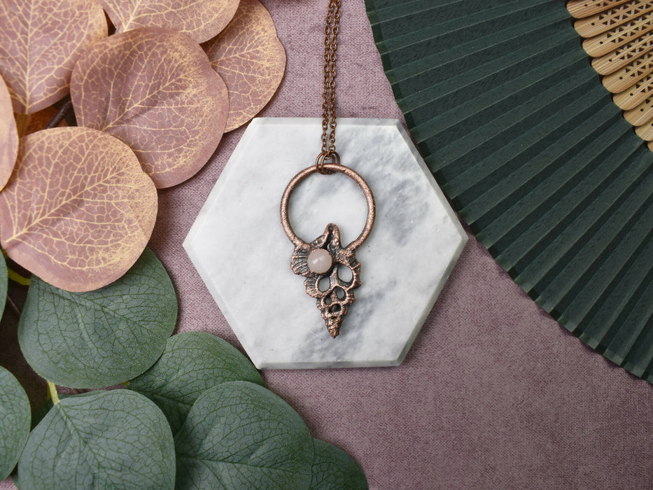 Center Cut Maple Leaf Shell With Rose Quartz