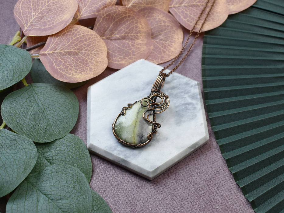 Wire Wrapped Copper Pendant With Amazonite