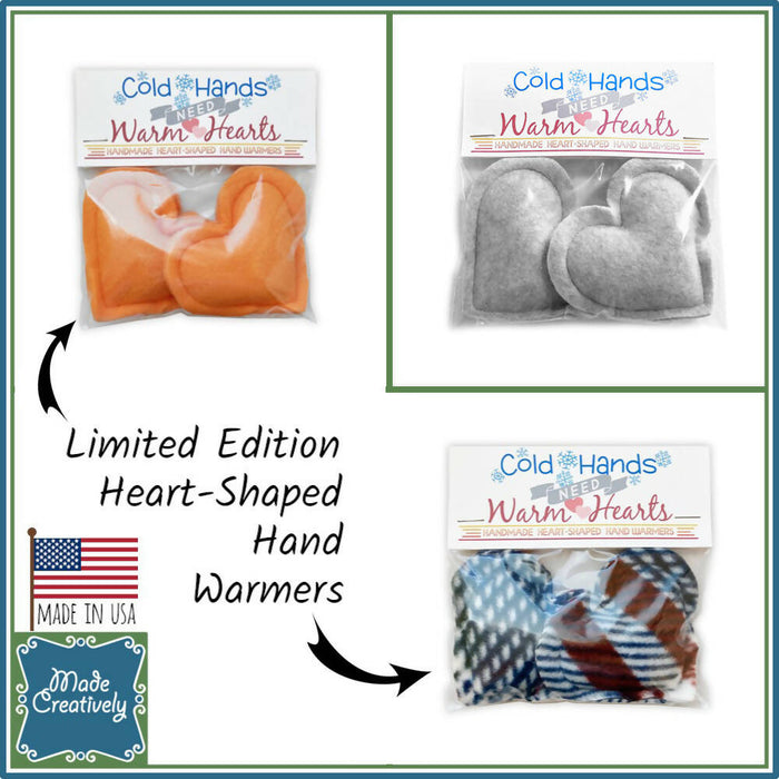 Cold Hands Need Warm Hearts! Set of 2 Handmade Heart-Shaped Hand Warmers