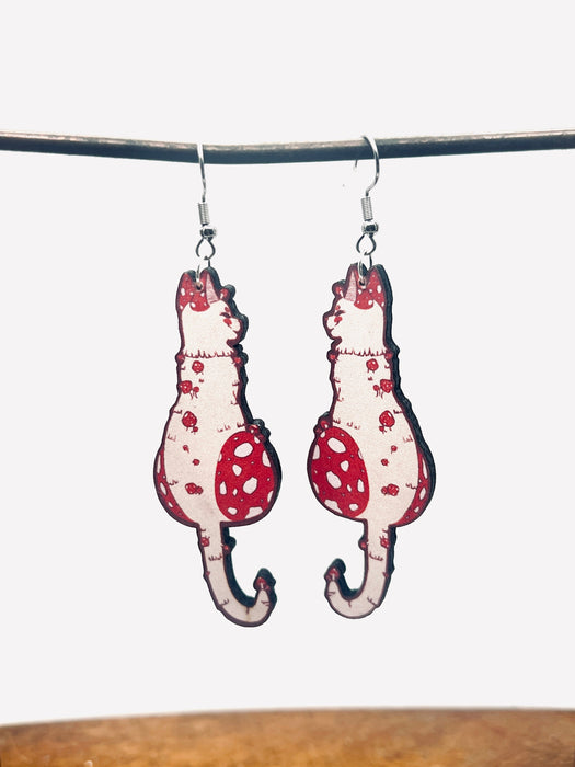 Mushroom Cat Earrings