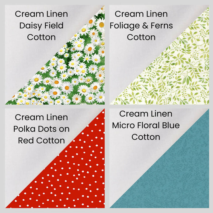 Cream linen and print cotton combinations