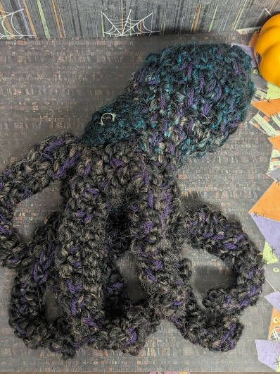 Crochet Black Octopus Halloween Decor