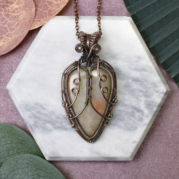 Wire Wrapped Copper Pendant With Aqua Seraphinite
