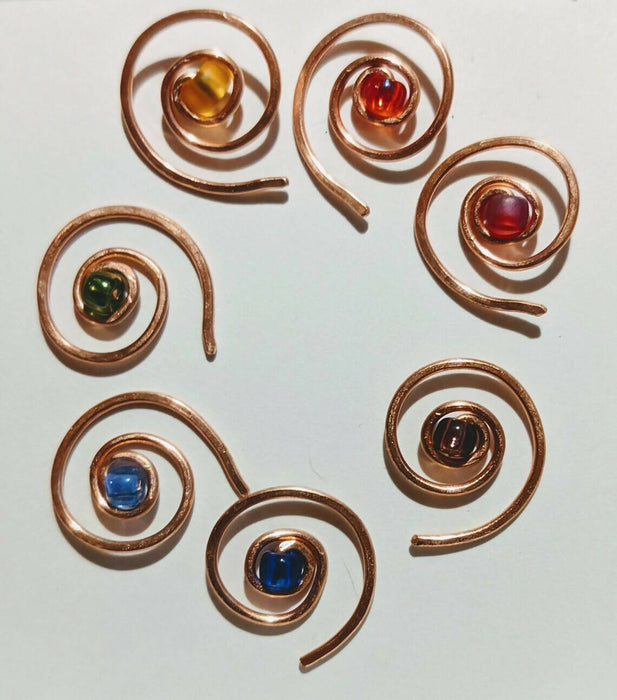 Copper spiral stitch markers