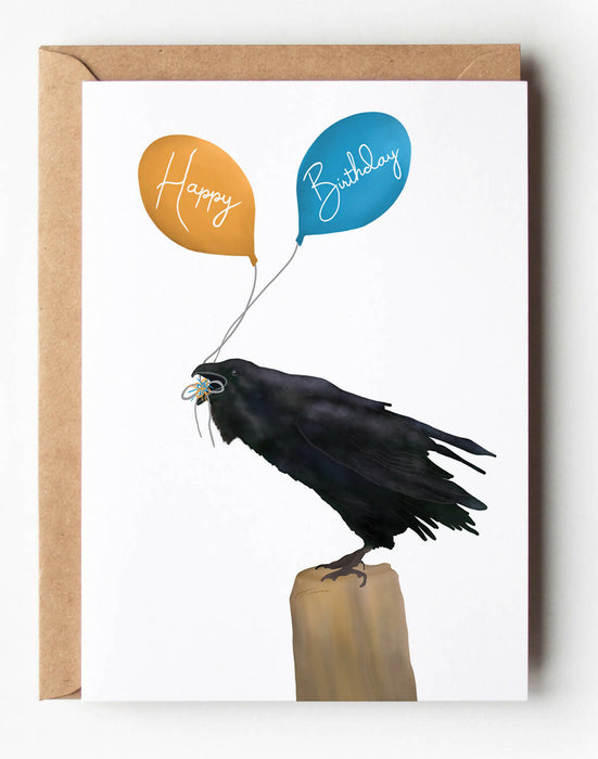 Birthday Raven Card, Birthday Card