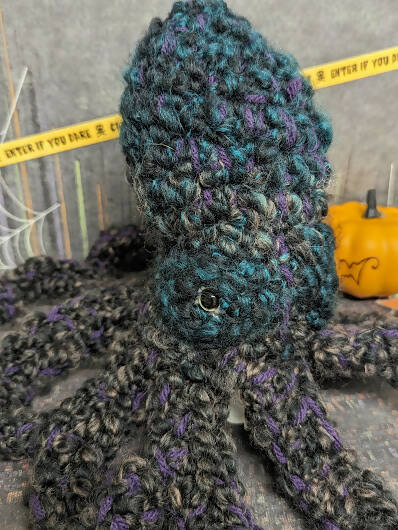 Crochet Black Octopus Halloween Decor