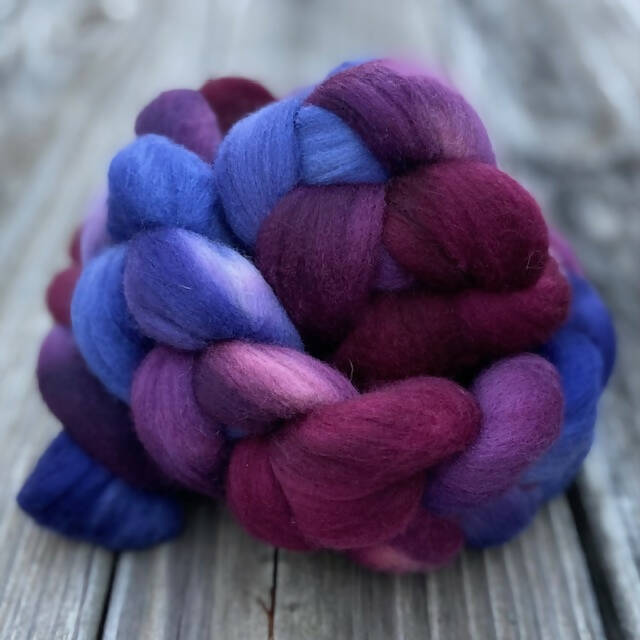 "Very Berry" hand dyed Merino wool