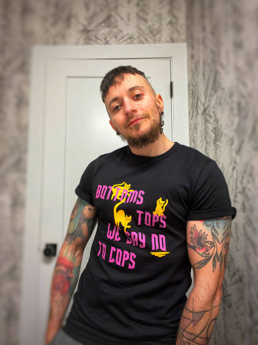 Bottoms, Tops, No to Cops Ethically Made Shirt and Crop Top
