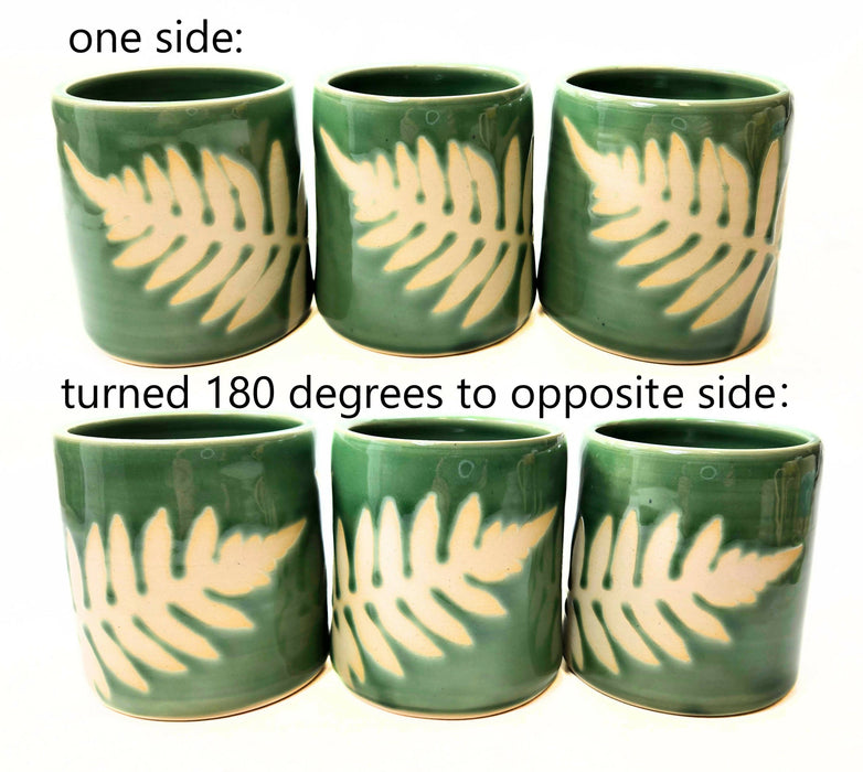 fern pottery cup - green ceramic cup