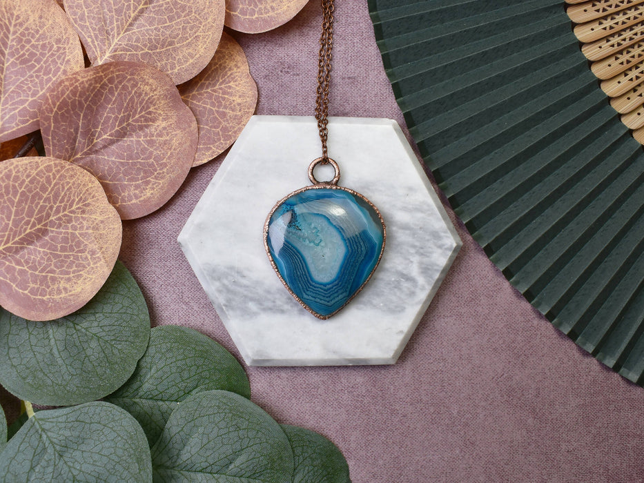 Blue Onyx Copper Pendant