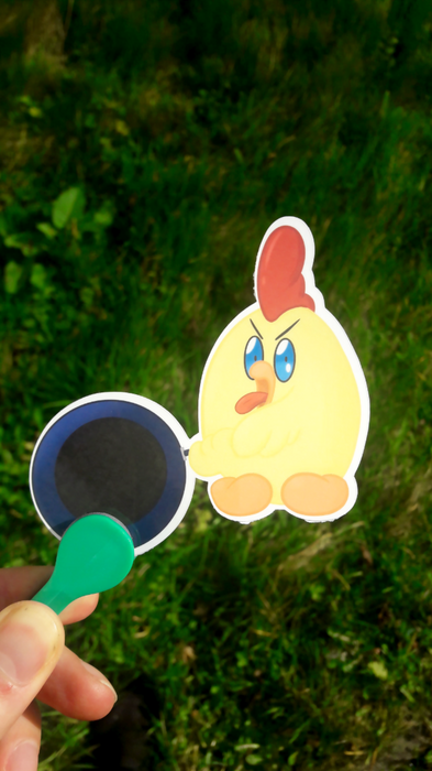 Angry Chicken with Frying Pan Waterproof Vinyl Sticker