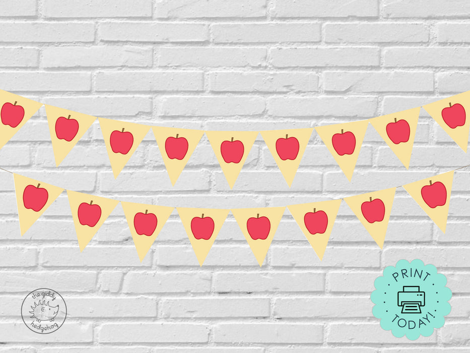 DIY Printable Apple Banner for Teacher Appreciation or Apple Themed Birthday Party, INSTANT DOWNLOAD