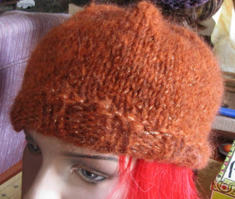 Copper Mohair Handknit Hat