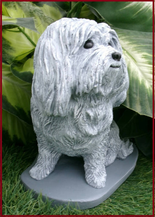 Concrete Dog Maltese Statue Figurine garden decor memorial grave marker