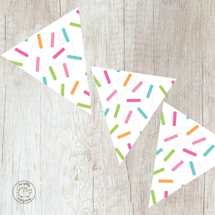 DIY Printable Sprinkle Banner in Pastel Pink for Sprinkles Themed Birthday or Baby Shower, Instant Download