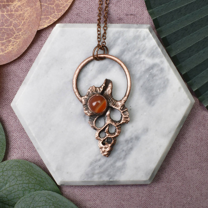 Center Cut Maple Leaf Shell With Red Agate