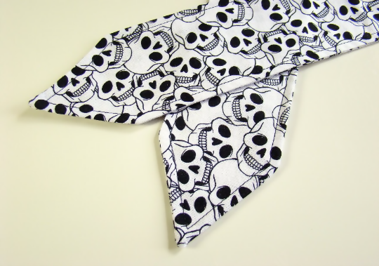 Rockabilly Retro Top Knot Headband | Skull Print 100% Cotton Fabric