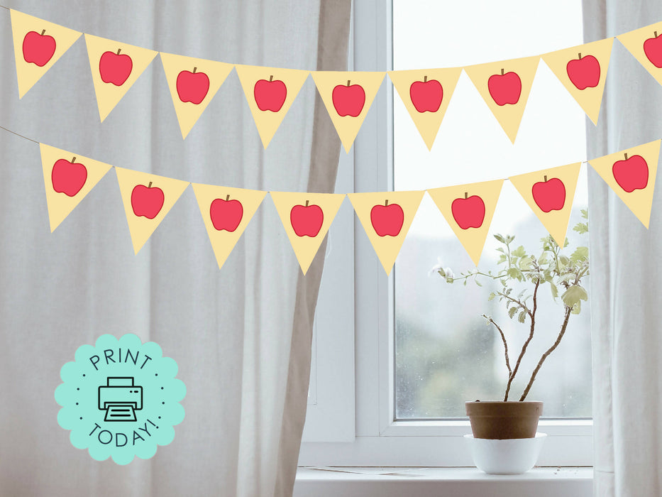 DIY Printable Apple Banner for Teacher Appreciation or Apple Themed Birthday Party, INSTANT DOWNLOAD