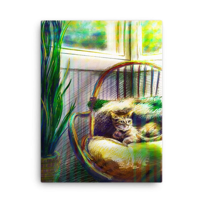 "Cozy Cat": Painting of a Cat in a Sunny Chair [Unfoiled]