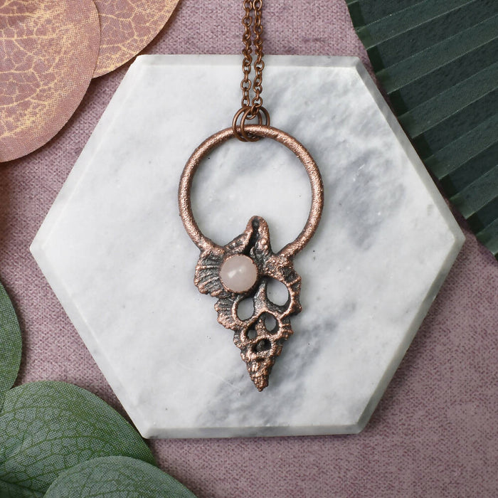 Center Cut Maple Leaf Shell With Rose Quartz