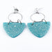 Earrings Kalani - Silver Circle & Shimmering Aqua Curved Triangle Earrings