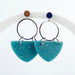 Earrings Kalani - Silver Circle & Shimmering Aqua Curved Triangle Earrings