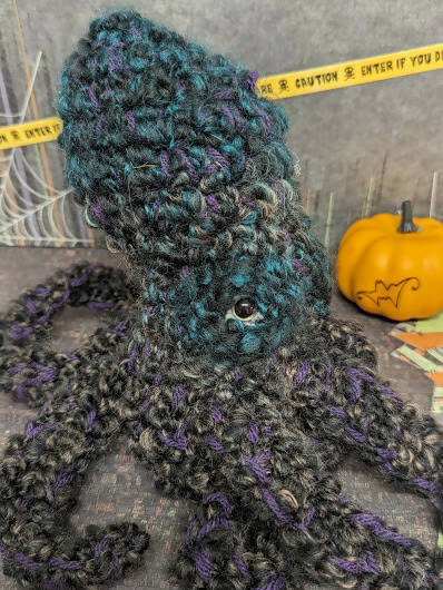 Crochet Black Octopus Halloween Decor