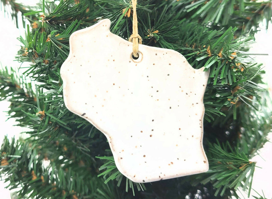WI Wisconsin Christmas Ornament - Pottery Ornament