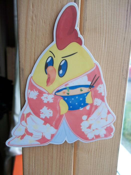 Chicken in Kimono Waterproof Vinyl Sticker