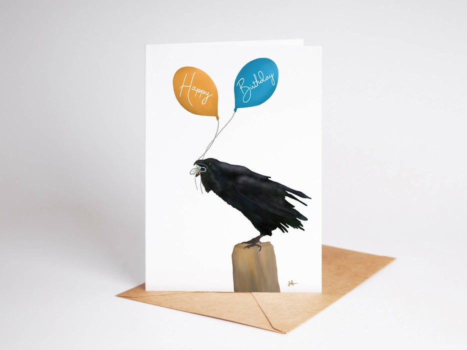 Birthday Raven Card, Birthday Card