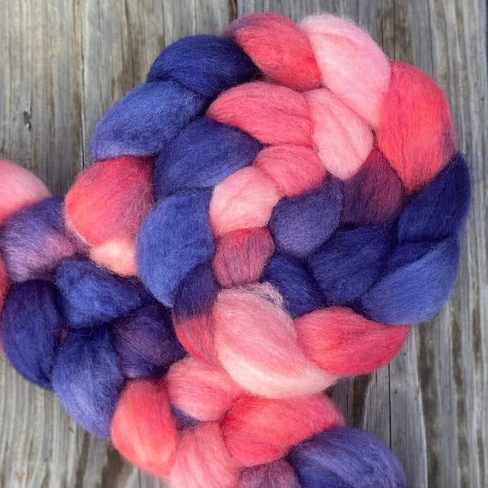 "Flamboyance" hand dyed BFL wool