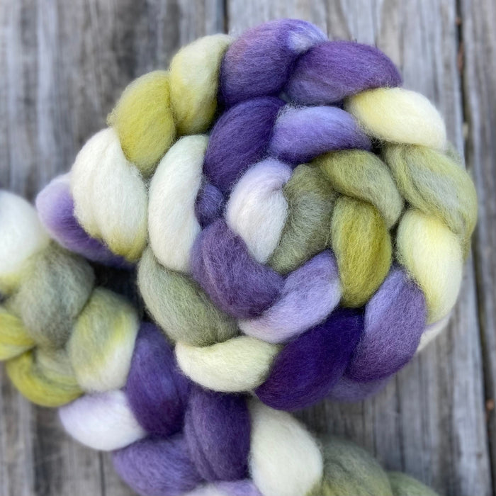 "Spring Violets" hand dyed BFL wool