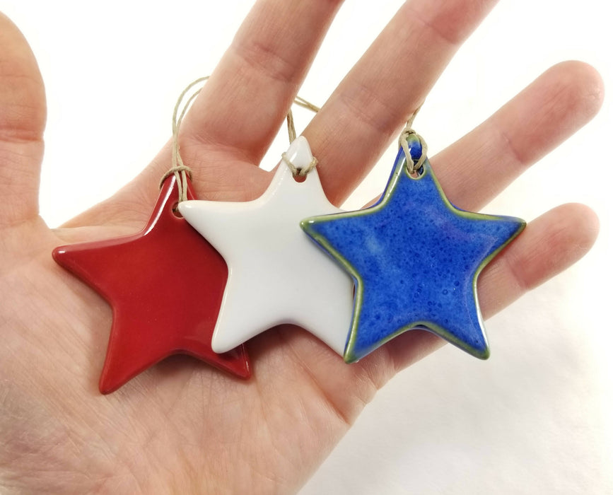 Star Ornaments - Pottery July 4th Ornaments