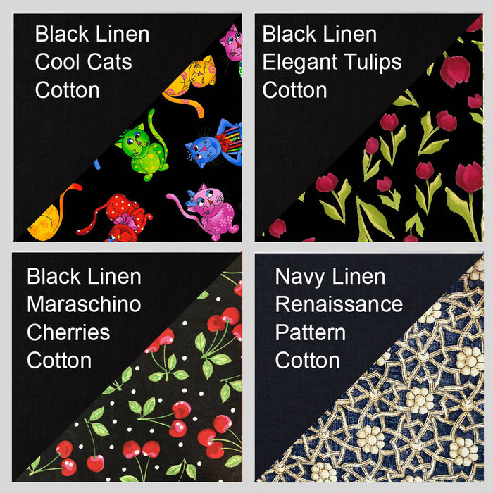 Black linen and print cotton combinations