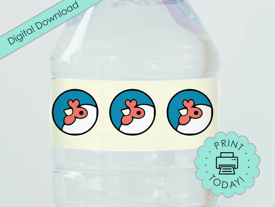 Printable Chicken Themed Water Bottle Labels for the Artisans Cooperative Fundraiser