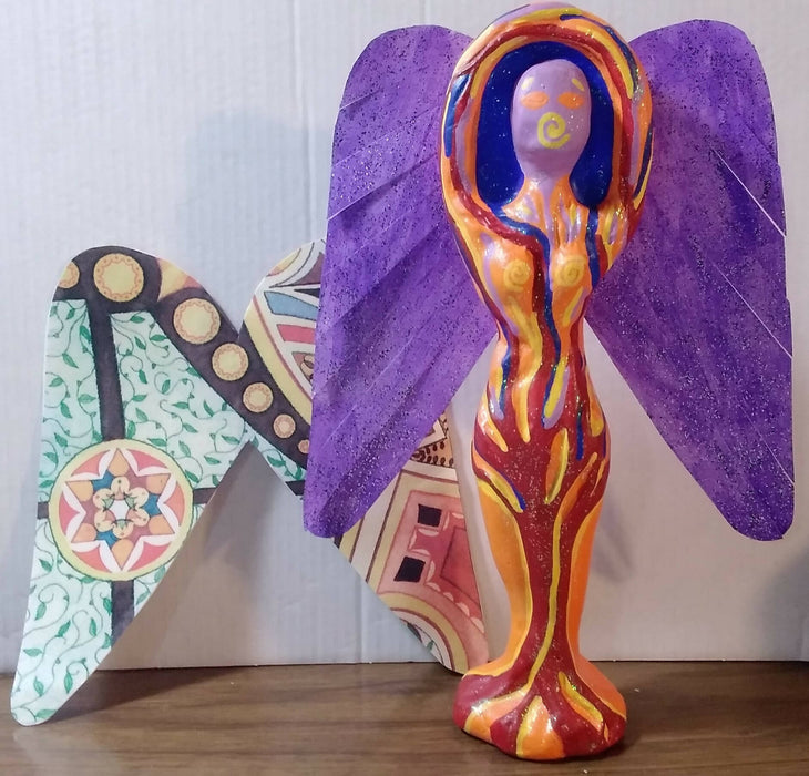 Flaming Serapha 9" plaster figurine with WINGS