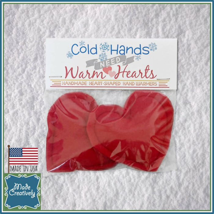 Cold Hands Need Warm Hearts! Set of 2 Handmade Heart-Shaped Hand Warmers