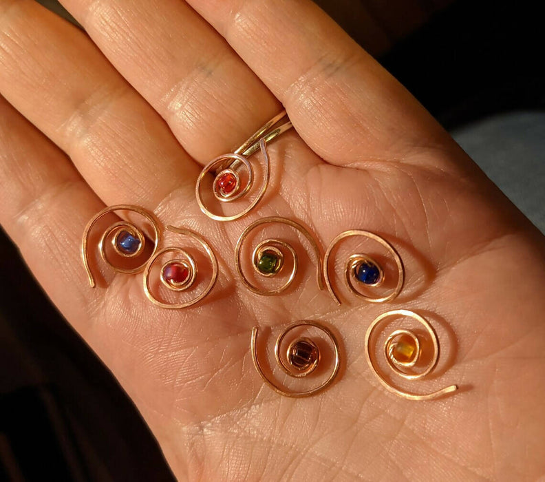 Copper spiral stitch markers