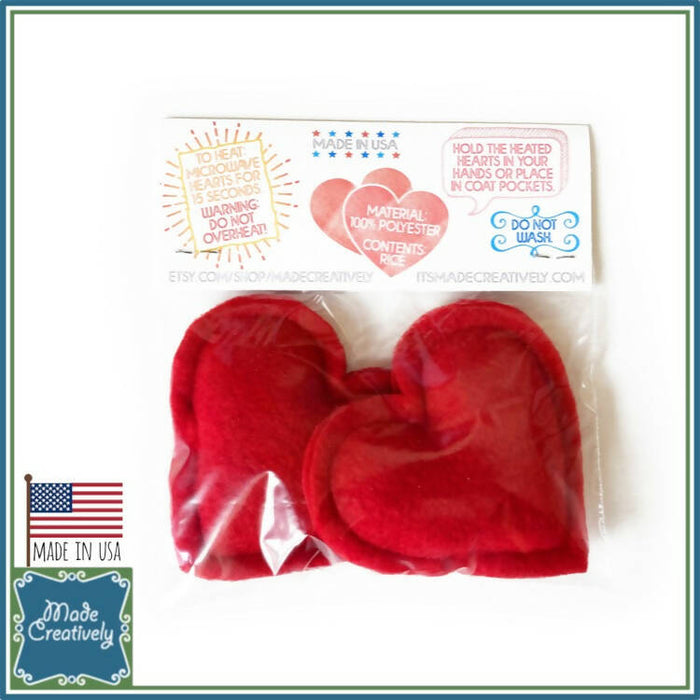 Cold Hands Need Warm Hearts! Set of 2 Handmade Heart-Shaped Hand Warmers