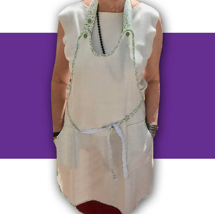 A simple linen apron with cotton print accents