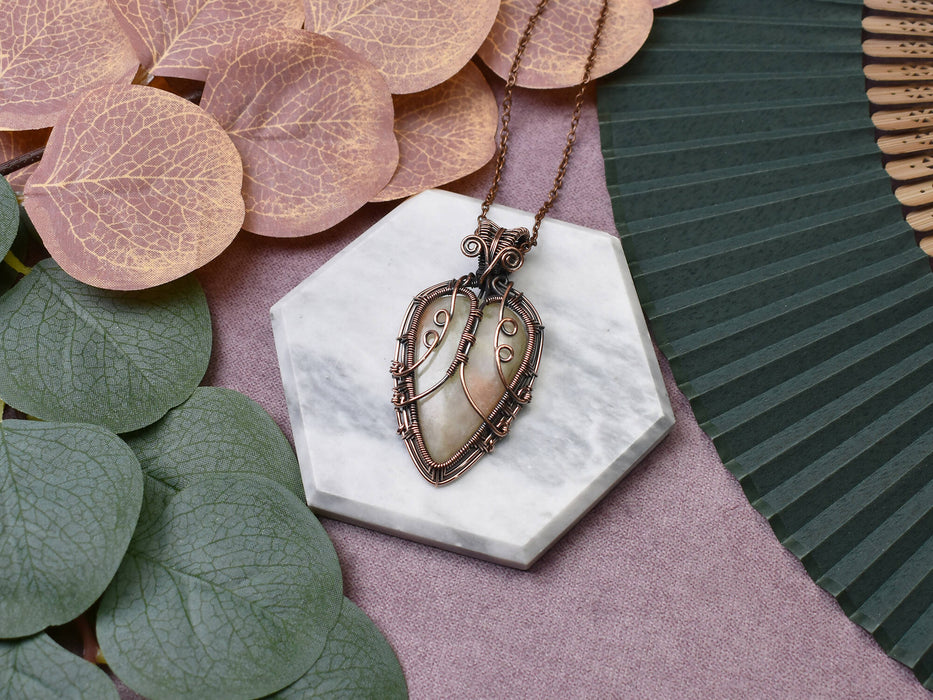 Wire Wrapped Copper Pendant With Aqua Seraphinite