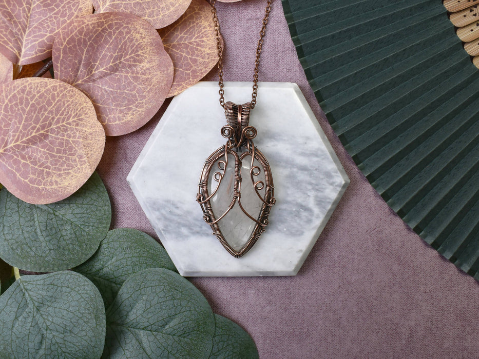 Wire Wrapped Copper Pendant with Black Rutiled Quartz